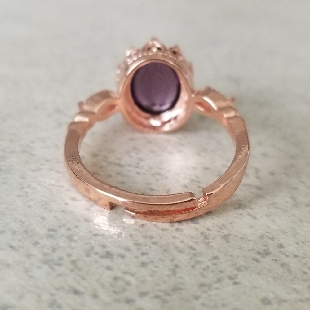 Rose Gold & Amethyst Cabochon Ring - Picture 6 of 8